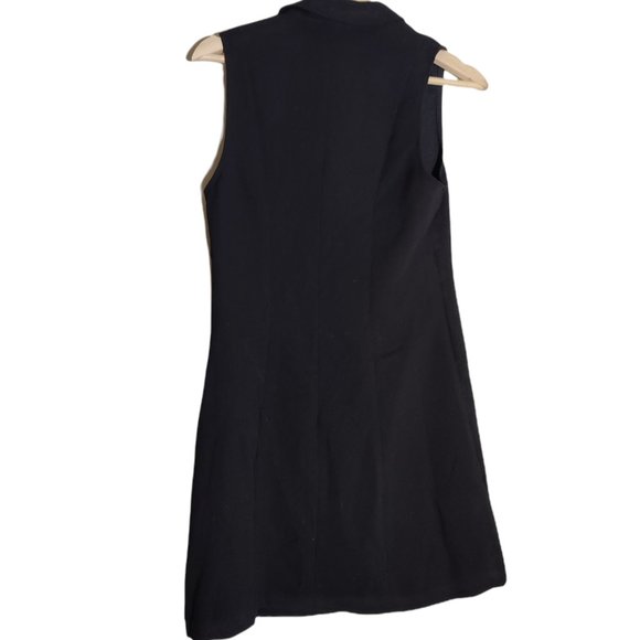 BCBGeneration Sleeveless Blazer Cocktail Dress Size 6 Black Mini Button Collar - Picture 7 of 10